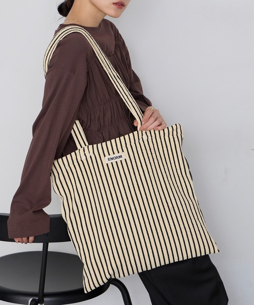 forksy.】カラーストライプ パイル地 トートバッグ forksy.│MONO-MART