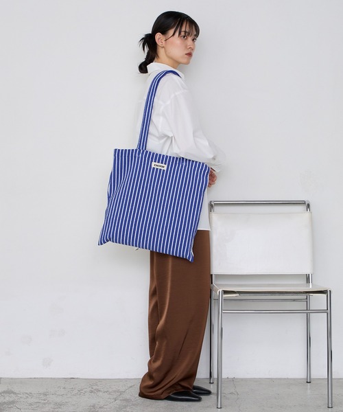 セール】【forksy.】カラーストライプ パイル地 トートバッグ（トート