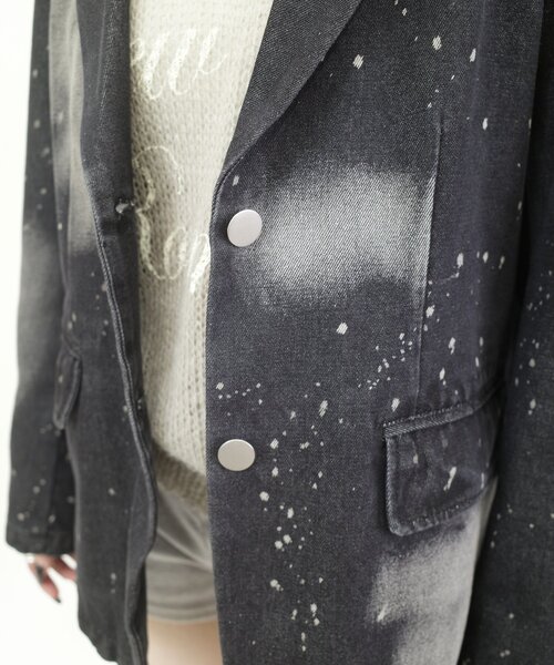 WHO'S WHO gallery（フーズフーギャラリー）の「スプレーブリーチデニムジャケット（テーラードジャケット・レディース・ブラック/サックスブルー・FREE）」の6枚目の写真