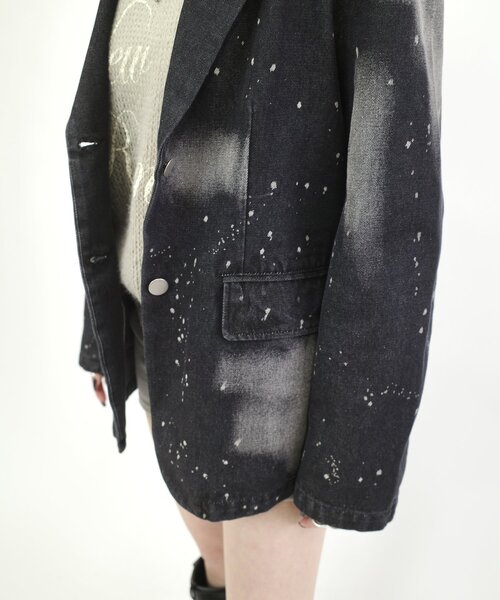 WHO'S WHO gallery（フーズフーギャラリー）の「スプレーブリーチデニムジャケット（テーラードジャケット・レディース・ブラック/サックスブルー・FREE）」の7枚目の写真