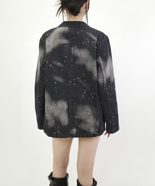 WHO'S WHO gallery（フーズフーギャラリー）の「スプレーブリーチデニムジャケット（テーラードジャケット・レディース・ブラック/サックスブルー・FREE）」の10枚目の写真