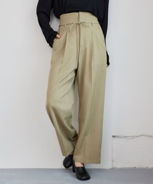 mysty woman | 【セットアップ着用可】リボンベルトタックパンツ  329033(スラックス)