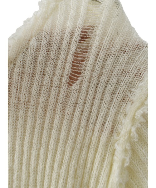 Reurie'(レウリィ)の「クラッシュリブニット/crush rib knit 長袖 ダメージ加工 カジュアル 韓国ファッション シンプル Y2K(ニット/セーター・レディース・ブラック/アイボリー・FREE)」の11枚目の写真