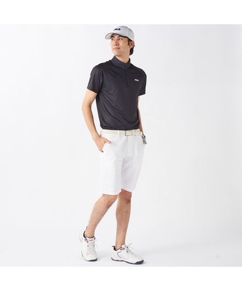 FILA GOLF（フィラゴルフ ）の「FILA GOLF/フィラ ゴルフ ゴルフウェア 遮熱 接触冷感 変形ラグランスリーブ ハーフジップ 半袖 シャツ Tシャツ（Tシャツ/カットソー・メンズ・ホワイト/ダークグリーン/ブラック・LL/M/L）」の11枚目の写真