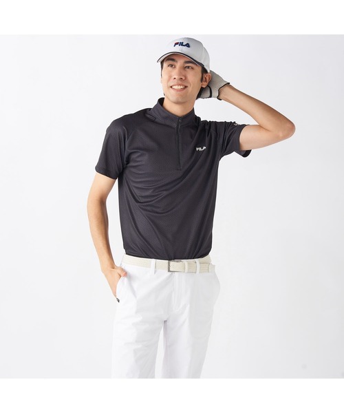 FILA GOLF（フィラゴルフ ）の「FILA GOLF/フィラ ゴルフ ゴルフウェア 遮熱 接触冷感 変形ラグランスリーブ ハーフジップ 半袖 シャツ Tシャツ（Tシャツ/カットソー・メンズ・ホワイト/ダークグリーン/ブラック・LL/M/L）」の10枚目の写真