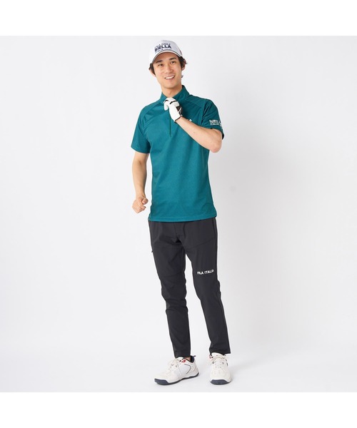 FILA GOLF（フィラゴルフ ）の「FILA GOLF/フィラ ゴルフ ゴルフウェア 遮熱 接触冷感 変形ラグランスリーブ ハーフジップ 半袖 シャツ Tシャツ（Tシャツ/カットソー・メンズ・ホワイト/ダークグリーン/ブラック・LL/M/L）」の21枚目の写真