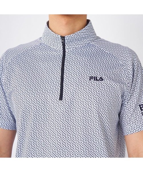 FILA GOLF（フィラゴルフ ）の「FILA GOLF/フィラ ゴルフ ゴルフウェア 遮熱 接触冷感 変形ラグランスリーブ ハーフジップ 半袖 シャツ Tシャツ（Tシャツ/カットソー・メンズ・ホワイト/ダークグリーン/ブラック・LL/M/L）」の5枚目の写真