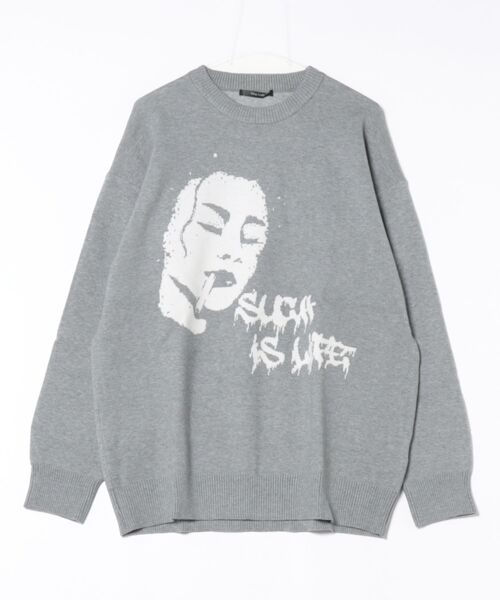 Bling Leads(ブリングリーズ)の「【RS】【Bling Leads】JQDクル-/Nニット(Tシャツ/カットソー・メンズ・グレー/ブラック・MEDIUM/LARGE)」の2枚目の写真