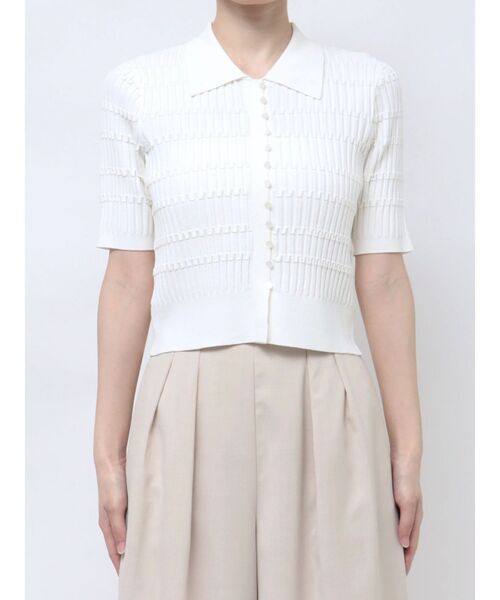 LAGUNAMOON（ラグナムーン）の「ジオメトリックシャツカラーニットカーディガン（ニット/セーター・レディース・ブラウン/ピンク/ホワイト・FREE）」の10枚目の写真