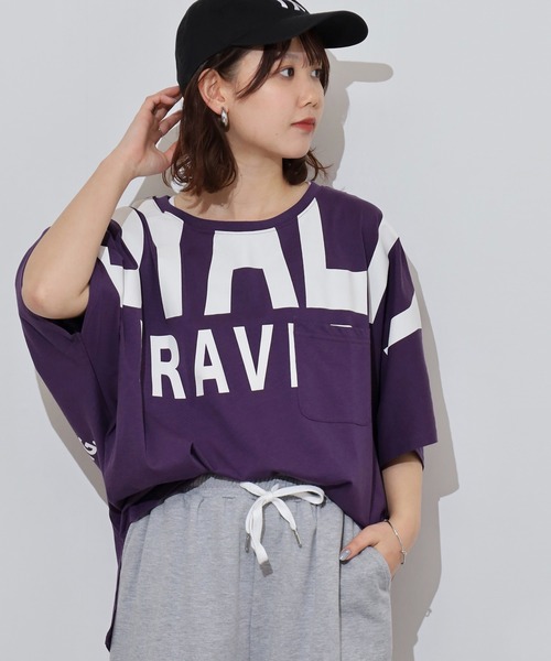 atONE(アットワン)の「BIGロゴプリントポケット付きドルマンTシャツ(Tシャツ/カットソー・レディース・ブラック/パープル/杢グレー・L/M)」の18枚目の写真
