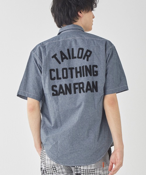 KRIFF MAYER(クリフメイヤー)の「【綿100%】シャンブレー刺繍ワークシャツ(シャツ/ブラウス・メンズ・サックスブルー/オフホワイト/ネイビー/チャコール・MEDIUM/X-LARGE/LARGE)」の4枚目の写真