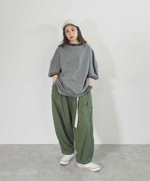 niko and...（ニコアンド）の「【MODE NORM CORE】 コットン天竺3Dスリーブプルオーバー（Tシャツ/カットソー・レディース・グレー/チャコール/ダークブルー/スモーク・MEDIUM/LARGE）」の9枚目の写真