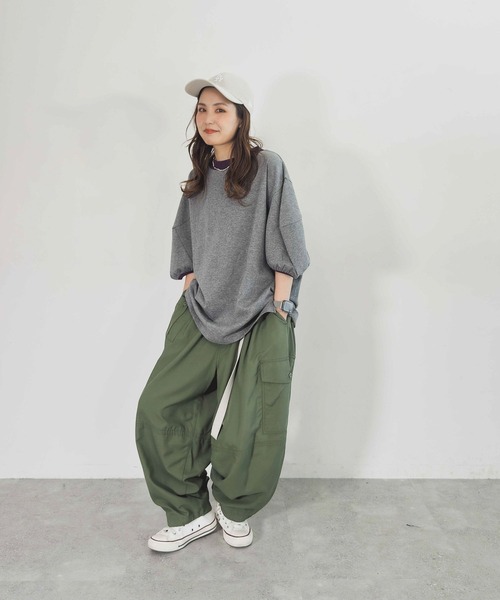 ★紙タグ付き★ nagonstans コットン天竺立体スリーブプルオーバー　白 niko and… tシャツ 「MODE NORM CORE」 コットン天竺3Dスリーブ