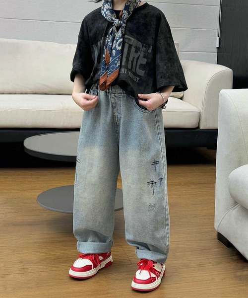 aimoha(アイモハ)の「【aimoha-KIDS-】ダメージデニムパンツ(デニムパンツ・キッズ・ブルー・90/100/110/120/130)」の3枚目の写真
