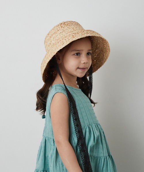 riziere(リジェール)の「ラフィアバケットハット(ハット・キッズ・ブラック/アイボリー・FREE)」の3枚目の写真