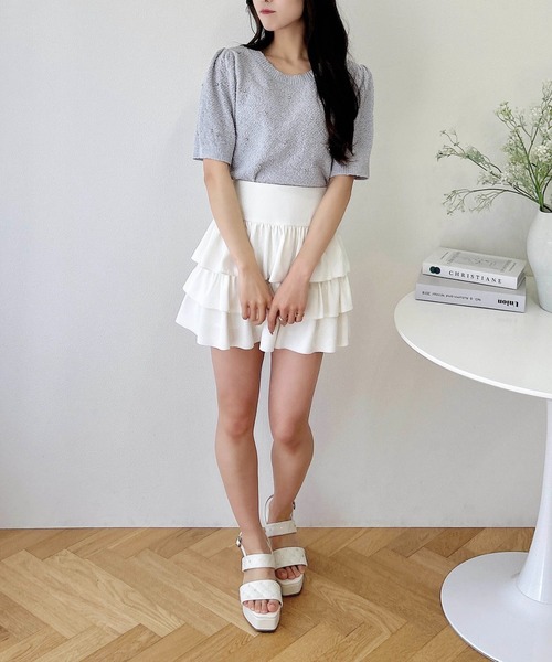 INGNI（イング）の「ビジュー付ブークレニット（ニット/セーター・レディース・ピンク/グレー/オフホワイト/ブラック・M）」の16枚目の写真