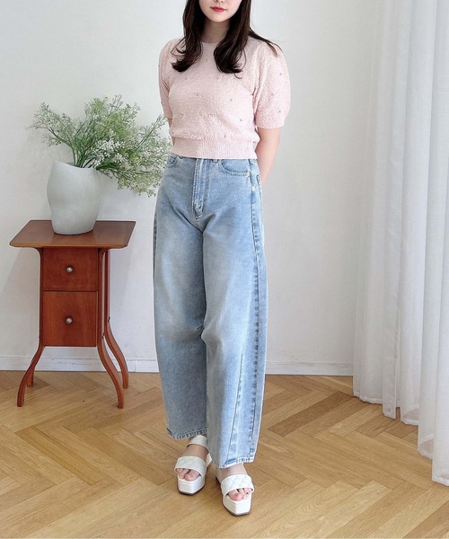 INGNI（イング）の「ビジュー付ブークレニット（ニット/セーター・レディース・ピンク/グレー/オフホワイト/ブラック・M）」の21枚目の写真