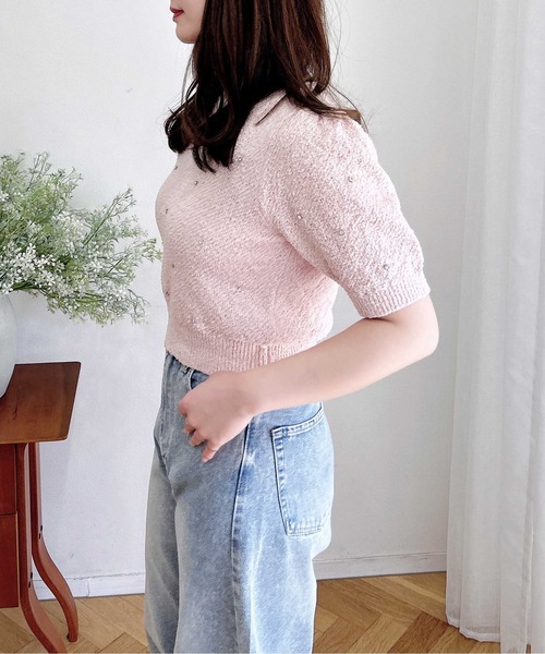 INGNI（イング）の「ビジュー付ブークレニット（ニット/セーター・レディース・ピンク/グレー/オフホワイト/ブラック・M）」の20枚目の写真