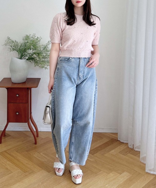 INGNI（イング）の「ビジュー付ブークレニット（ニット/セーター・レディース・ピンク/グレー/オフホワイト/ブラック・M）」の22枚目の写真