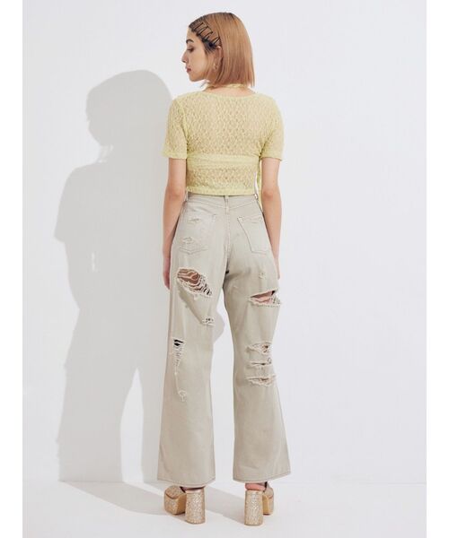 EVRIS（エヴリス）の「オーバークラッシュワイドデニムパンツ（デニムパンツ・レディース・グリーン/ブルー・SMALL/MEDIUM）」の3枚目の写真