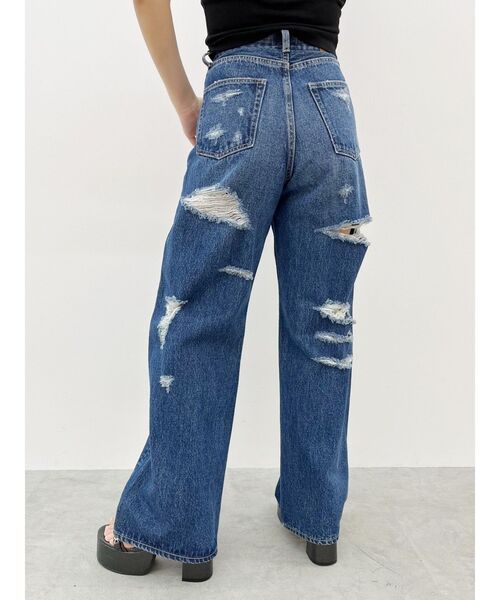 EVRIS（エヴリス）の「オーバークラッシュワイドデニムパンツ（デニムパンツ・レディース・グリーン/ブルー・SMALL/MEDIUM）」の6枚目の写真