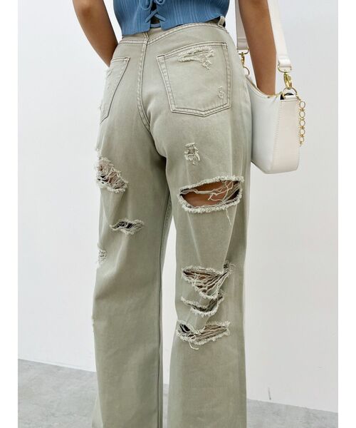 EVRIS（エヴリス）の「オーバークラッシュワイドデニムパンツ（デニムパンツ・レディース・グリーン/ブルー・SMALL/MEDIUM）」の11枚目の写真