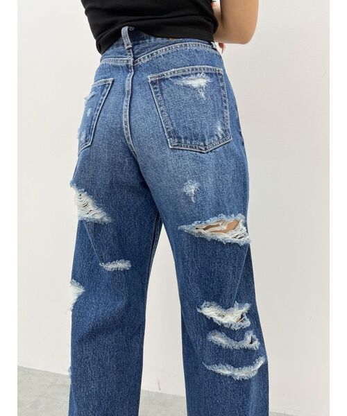 EVRIS（エヴリス）の「オーバークラッシュワイドデニムパンツ（デニムパンツ・レディース・グリーン/ブルー・SMALL/MEDIUM）」の2枚目の写真