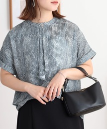 A.N.L アシメボウタイ風ドットブラウス