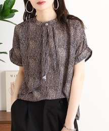 A.N.L アシメボウタイ風ドットブラウス