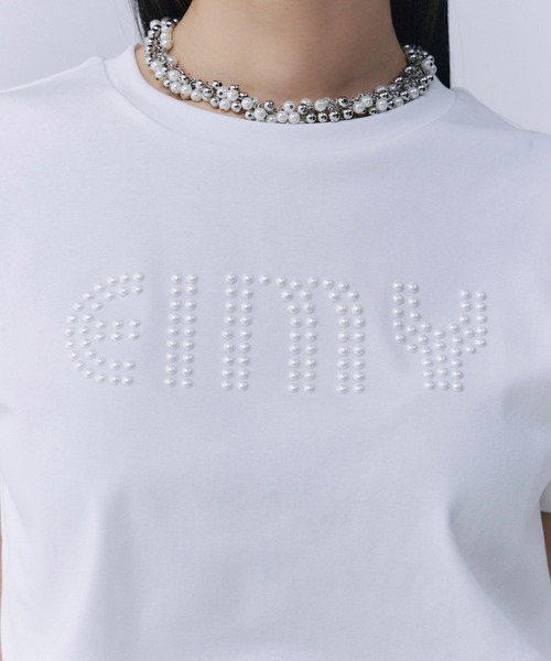 EIMY ISTOIRE（エイミーイストワール）の「パールロゴTシャツ（Tシャツ/カットソー・レディース・ホワイト/ピンク/ブラック/サックスブルー・F）」の10枚目の写真