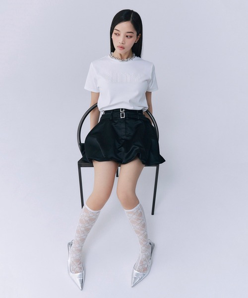 EIMY ISTOIRE（エイミーイストワール）の「パールロゴTシャツ（Tシャツ/カットソー・レディース・ホワイト/ピンク/ブラック/サックスブルー・F）」の9枚目の写真