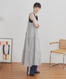 MERLOT | 【肩紐で長さ調整可能】ギンガムチェックティアードキャミワンピース(ワンピース)