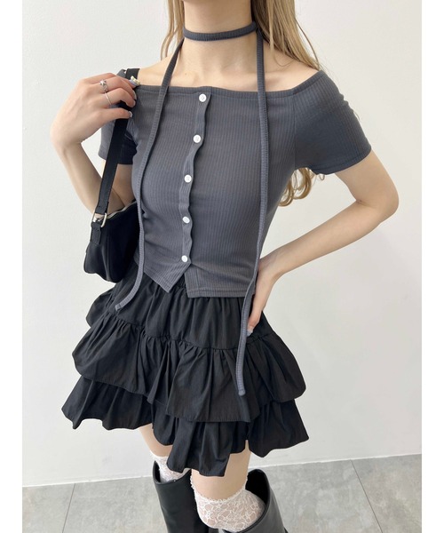 PHILLY（フィリー）の「《2点セット》チョーカーセットオフショルT（Tシャツ/カットソー・レディース・アイボリー/チャコールグレー・FREE）」の20枚目の写真