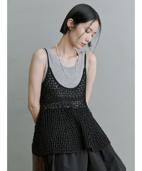 MIESROHE メッシュニットビスチェ　ブルー Amazon | [ミースロエ] メッシュニットビスチェ MWNT252010