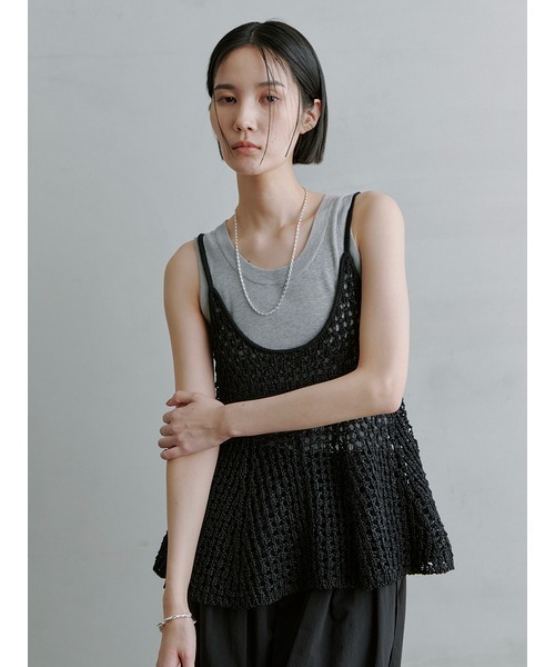 【完売品】MIESROHE モールニットビスチェ ブラック F モールペプラムニットビスチェ(ビスチェ)｜トップス｜MIESROHE