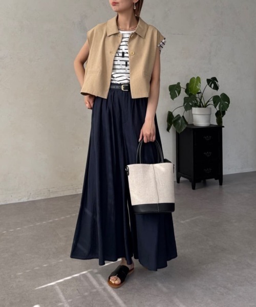 Chez toi（シェトワ）の「落ち感フレアパンツ（その他パンツ・レディース・ネイビー/ホワイト/ブラック・FREE）」の8枚目の写真