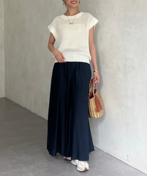 Chez toi（シェトワ）の「落ち感フレアパンツ（その他パンツ・レディース・ネイビー/ホワイト/ブラック・FREE）」の11枚目の写真