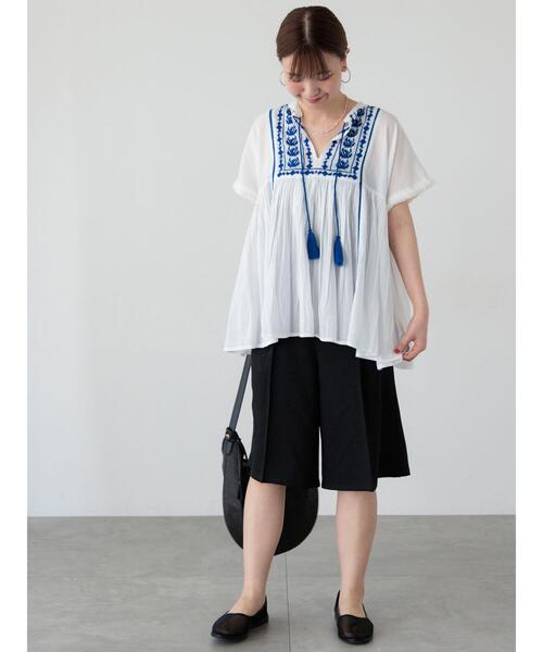Lugnoncure(ルノンキュール)の「麻調タックハーフパンツ《2025summer catalog item》(その他パンツ・レディース・オフホワイト/ベージュ/ブラック・F)」の7枚目の写真