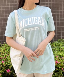 【spiritoso】MICHIGAN カレッジロゴプリントTシャツ(CP)