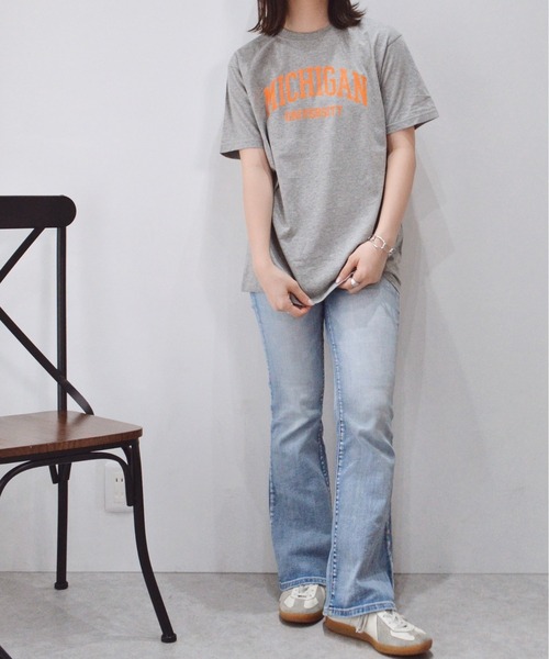 spiritoso(スピリトーゾ)の「【spiritoso】MICHIGAN カレッジロゴプリントTシャツ(CP)(Tシャツ/カットソー・レディース・杢グレー/ホワイト/ブルー系1/ネイビー×ホワイト/ブラック/ホワイト×ブラック/グリーン/ブラック×ホワイト・L/M/S/XL)」の19枚目の写真
