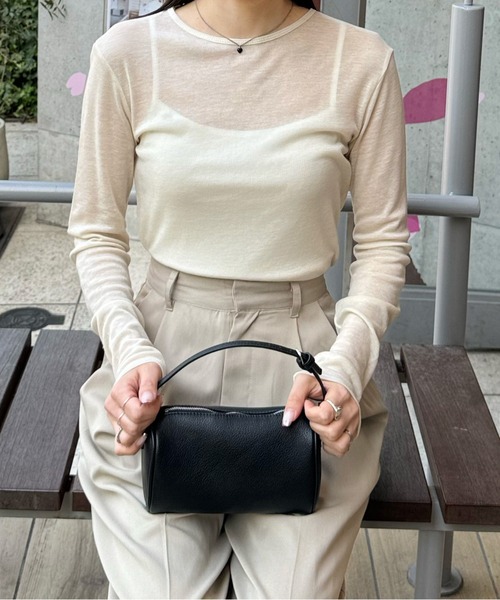 LE MORE(リモア)の「カラーフィットシアーロンT(Tシャツ/カットソー・レディース・ミント/アイボリー/ピンク/ベージュ/ブラウン/グレー/ブラック・FREE)」の8枚目の写真