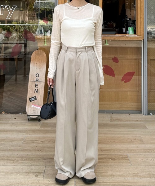 LE MORE(リモア)の「カラーフィットシアーロンT(Tシャツ/カットソー・レディース・ミント/アイボリー/ピンク/ベージュ/ブラウン/グレー/ブラック・FREE)」の10枚目の写真