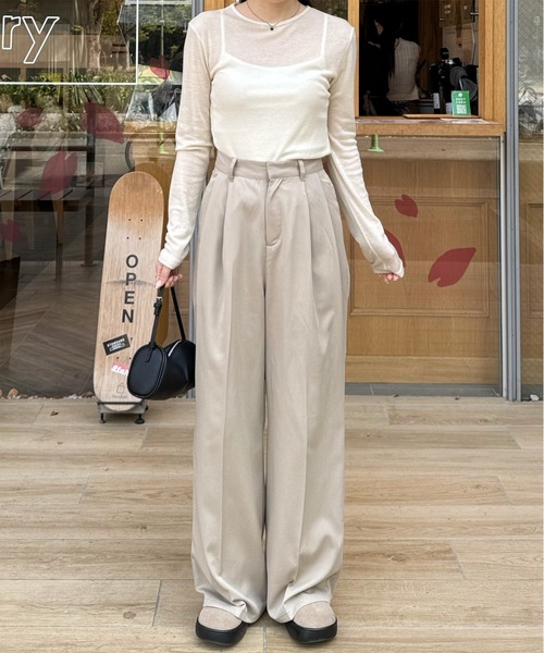 LE MORE(リモア)の「カラーフィットシアーロンT(Tシャツ/カットソー・レディース・ミント/アイボリー/ピンク/ベージュ/ブラウン/グレー/ブラック・FREE)」の11枚目の写真