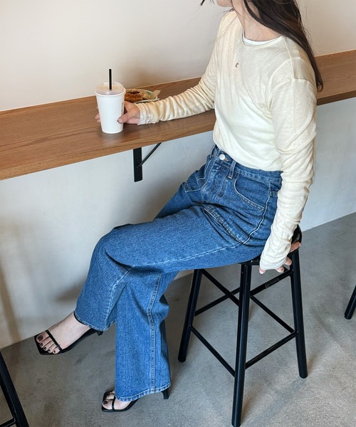 LE MORE(リモア)の「カラーフィットシアーロンT(Tシャツ/カットソー・レディース・ミント/アイボリー/ピンク/ベージュ/ブラウン/グレー/ブラック・FREE)」の13枚目の写真