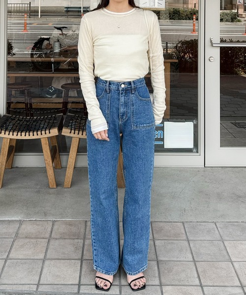 LE MORE(リモア)の「カラーフィットシアーロンT(Tシャツ/カットソー・レディース・ミント/アイボリー/ピンク/ベージュ/ブラウン/グレー/ブラック・FREE)」の16枚目の写真