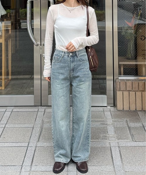 LE MORE(リモア)の「カラーフィットシアーロンT(Tシャツ/カットソー・レディース・ミント/アイボリー/ピンク/ベージュ/ブラウン/グレー/ブラック・FREE)」の20枚目の写真