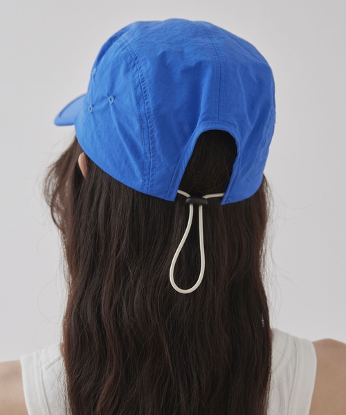 80s90s vintage イギリス製 ナイロン jet CAP ドローコード Unblend】ロゴ刺繍 ドローコード ナイロン ジェットキャップ
