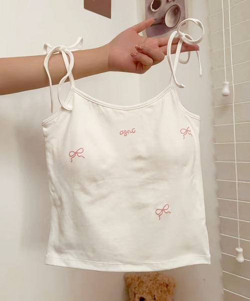 Lace Ladies(レースレディース)の「メニー リボン カップ付き キャミソール(キャミソール・レディース・ホワイト/ブラック/グレー・FREE)」の19枚目の写真