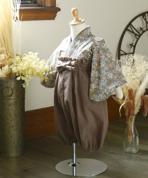 新品リバーシブル♥ベビー袴♥ ♡60 cm～70cm セール】ベビー 袴セット 男の子 女の子 「野の花・すずらん