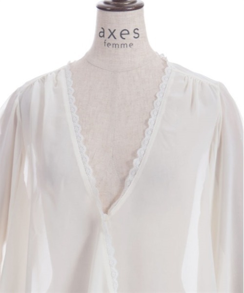 axes femme（アクシーズファム）の「イレヘムシフォンカーデ（カーディガン/ボレロ・レディース・ブルー/キナリ/ブラック・FREE）」の7枚目の写真